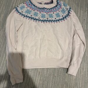 Girls Fair Isle Sweater with Blue and Pink Pattern
